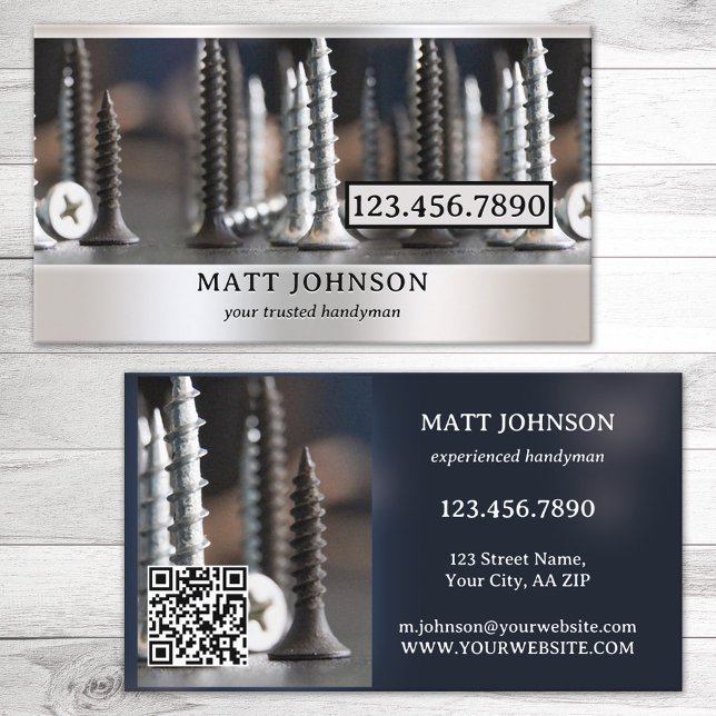 Modern Professional Handyman QR Code Business Card (Creator Uploaded)