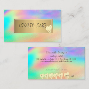 Modern Professional Hearts Rainbow Holographic Loyalty Card