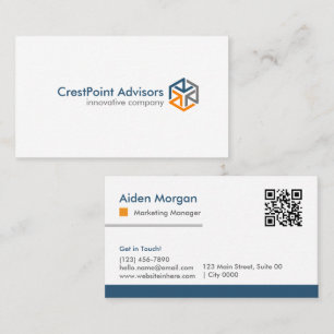 Modern Professional Innovation Company White Blue Business Card