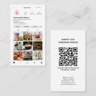 Modern Professional Instagram Photo QR Code Bakery Business Card