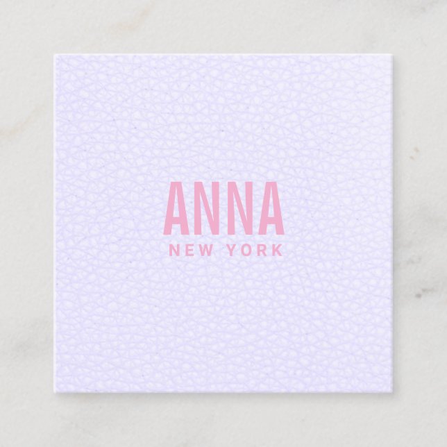 Modern Professional Lavender  Pink Leather  Square Business Card (Front)