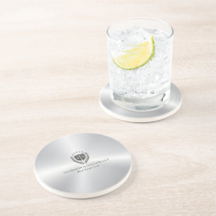 Modern Professional Law Office Metallic Silver Coaster