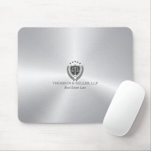 Modern Professional Law Office Metallic Silver Mouse Mat