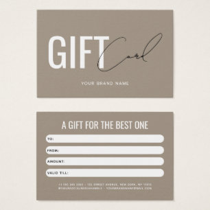 Modern professional light brown customer gift card