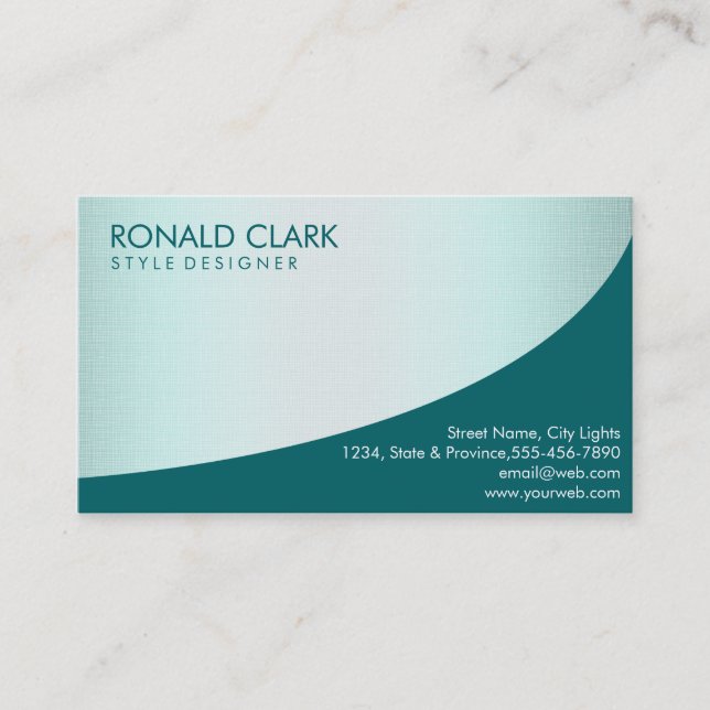 Modern Professional Linen Green Elegant Business Card (Front)