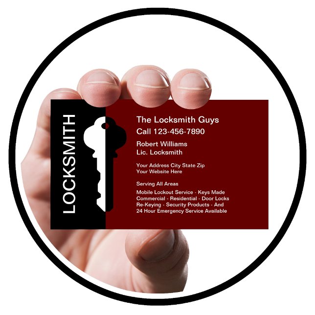 Modern Professional Locksmith Service Business Card (Creator Uploaded)