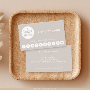Modern Professional Logo Taupe Loyalty Card