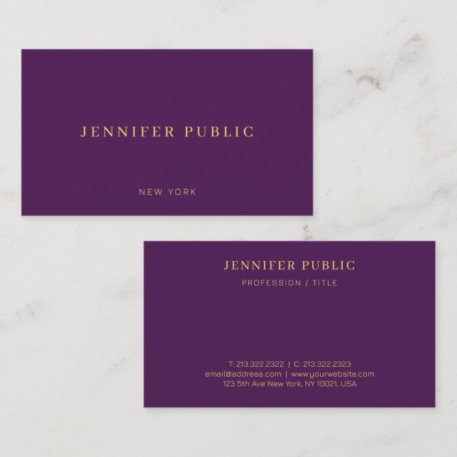 Modern Professional Luxury Elegant Trendy Purple Business Card (Front/Back)