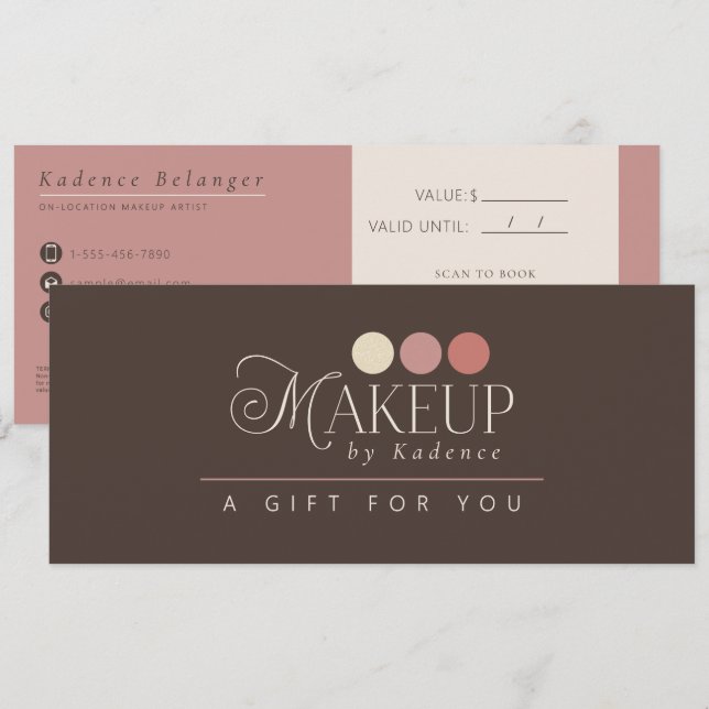 Modern Professional Makeup Artist Gift Certificate Invitation (Front/Back)