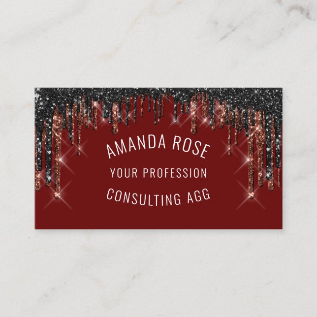 Modern Professional Makeup Artist Hair Burgundy Business Card (Front)