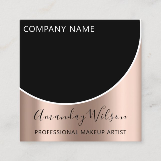 Modern Professional Makeup Artist Influencer Rose Square Business Card (Front)