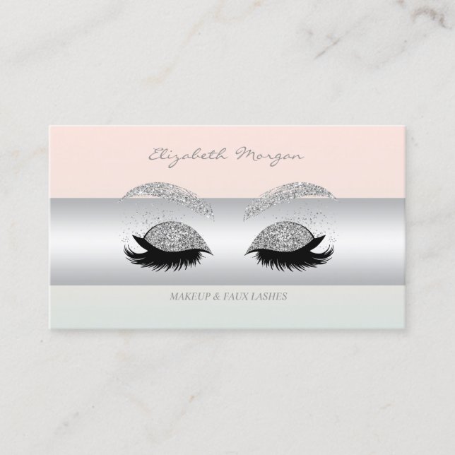 Modern Professional Makeup,Glitter Faux Lashes Business Card (Front)