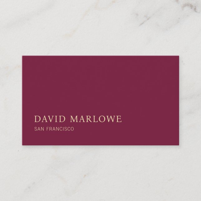Modern Professional Merlot Burgundy Business Card (Front)