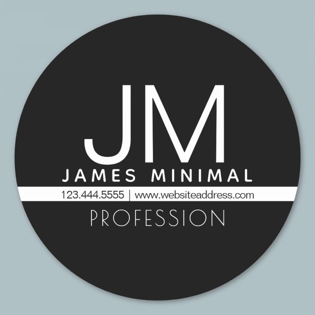 Modern Professional Minimal Design | Black & White Classic Round Sticker (Creator Uploaded)