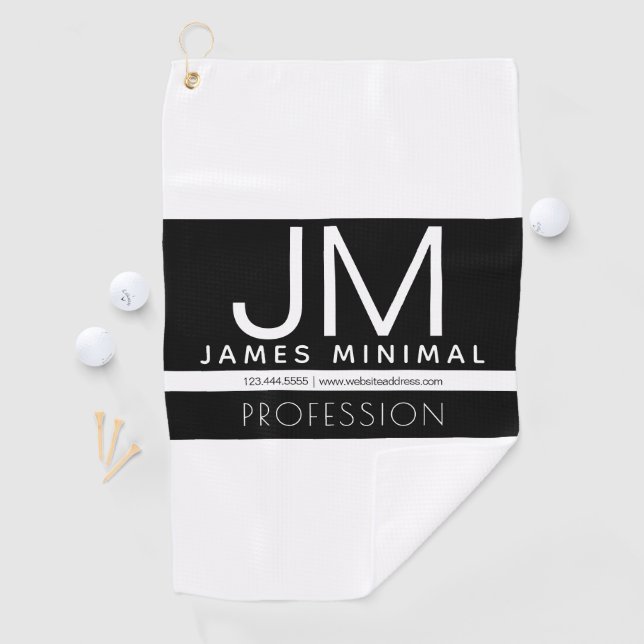 Modern Professional Minimal Design | Black & White Golf Towel (InSitu)