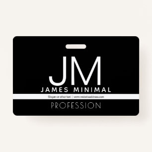 Modern Professional Minimal Design   Black & White ID Badge