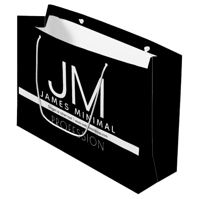 Modern Professional Minimal Design | Black & White Large Gift Bag (Front Angled)