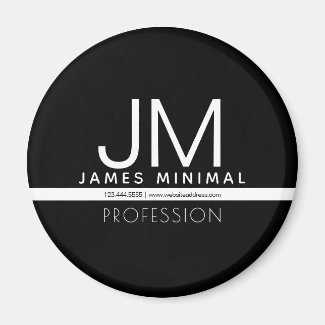 Modern Professional Minimal Design | Black & White Magnet (Front)