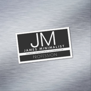 Modern Professional Minimal Design   Black & White Magnetic Business Card