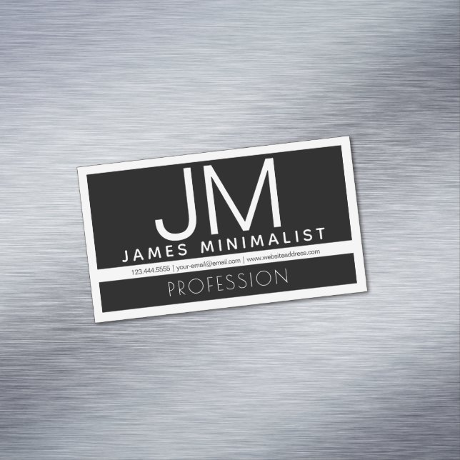 Modern Professional Minimal Design | Black & White Magnetic Business Card (In Situ)