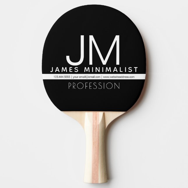Modern Professional Minimal Design | Black & White Ping Pong Paddle (Front)