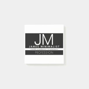 Modern Professional Minimal Design   Black & White Post-it Notes