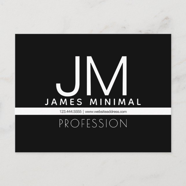 Modern Professional Minimal Design | Black & White Postcard (Front)