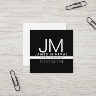 Modern Professional Minimal Design   Black & White Square Business Card