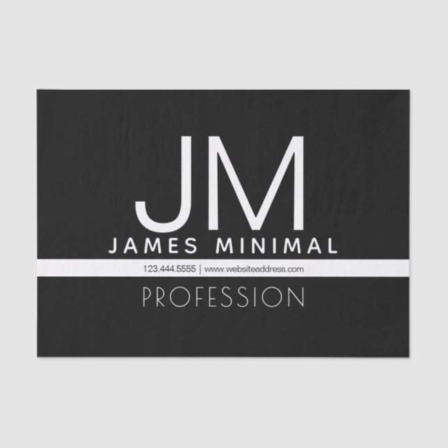 Modern Professional Minimal Design | Black & White Tissue Paper (Front)