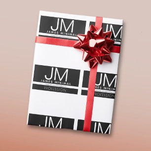Modern Professional Minimal Design   Black & White Wrapping Paper
