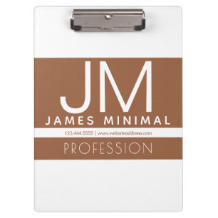 Modern Professional Minimal Design   Brown & White Clipboard