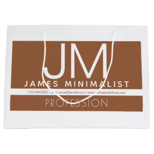 Modern Professional Minimal Design Brown & White Large Gift Bag