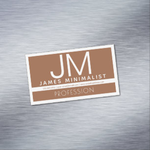 Modern Professional Minimal Design   Brown & White Magnetic Business Card