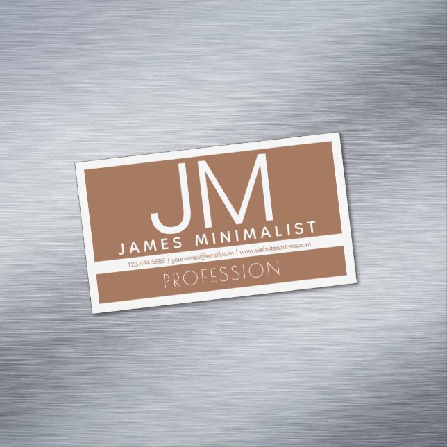 Modern Professional Minimal Design | Brown & White Magnetic Business Card (In Situ)