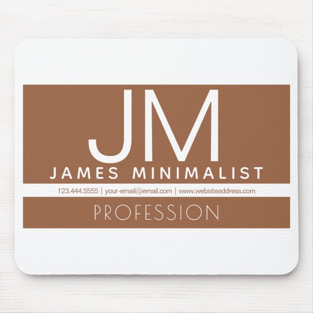 Modern Professional Minimal Design | Brown & White Mouse Mat (Front)