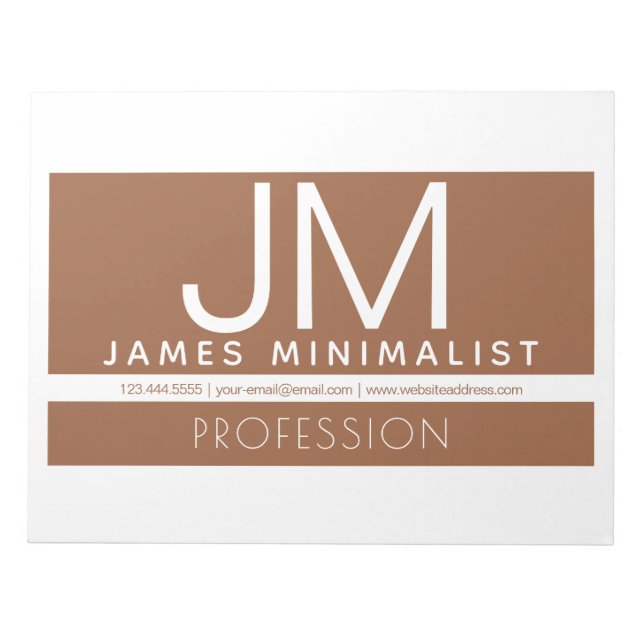 Modern Professional Minimal Design | Brown & White Notepad (Front)