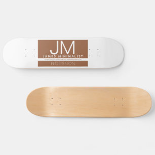 Modern Professional Minimal Design   Brown & White Skateboard