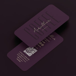 Modern Professional Minimalist Dark Purple QR Code Business Card