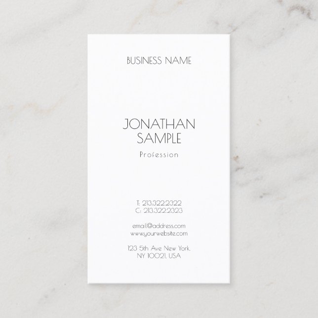 Modern Professional Minimalist Elegant Template Business Card (Front)