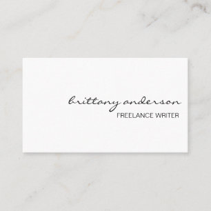 Modern Professional Minimalist Handwritten White Business Card