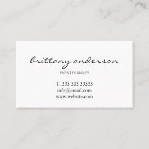 Modern Professional Minimalist Handwritten White Business Card