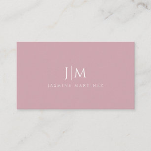 Modern Professional Minimalist Monogram Pink Business Card