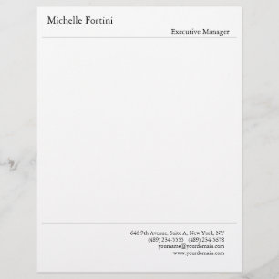 Modern Professional Minimalist Plain White Custom Letterhead