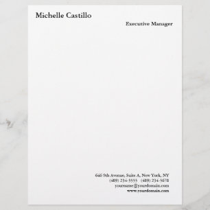 Modern Professional Minimalist Plain White Custom Letterhead