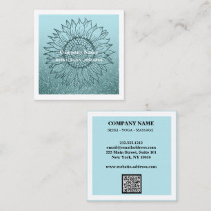 Modern Professional Minimalist QR Ombre Mandala  Square Business Card