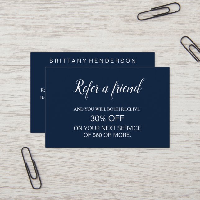 Modern Professional Minimalist Referral Business Card (Front/Back In Situ)