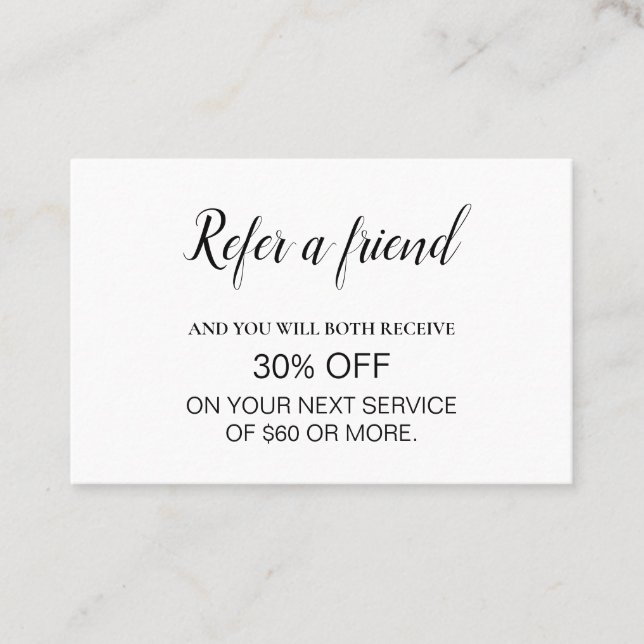 Modern Professional Minimalist Referral Business Card (Front)