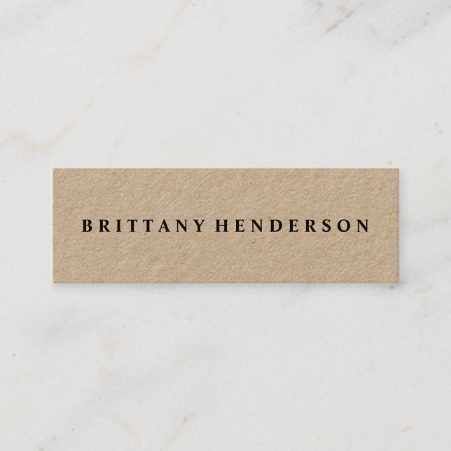 Modern Professional Minimalist Rustic Kraft Mini Business Card (Front)