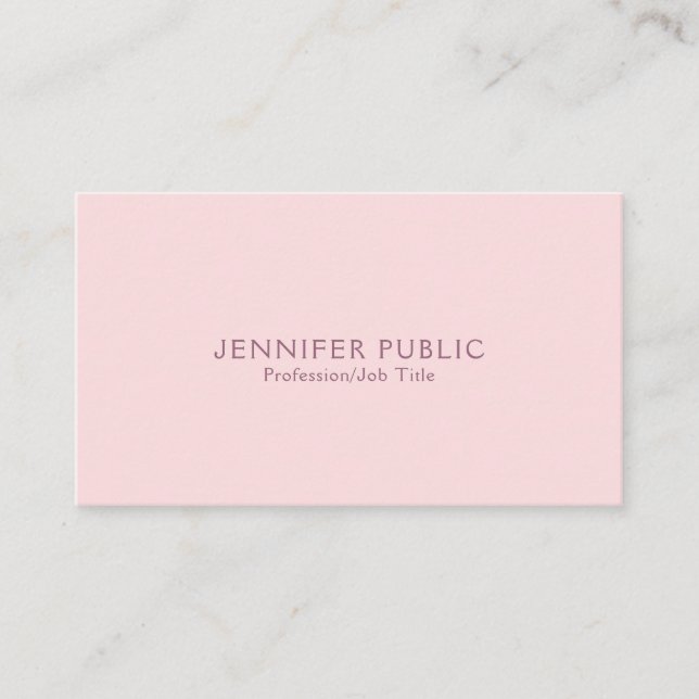 Modern Professional Minimalistic Elegant Pink Business Card (Front)