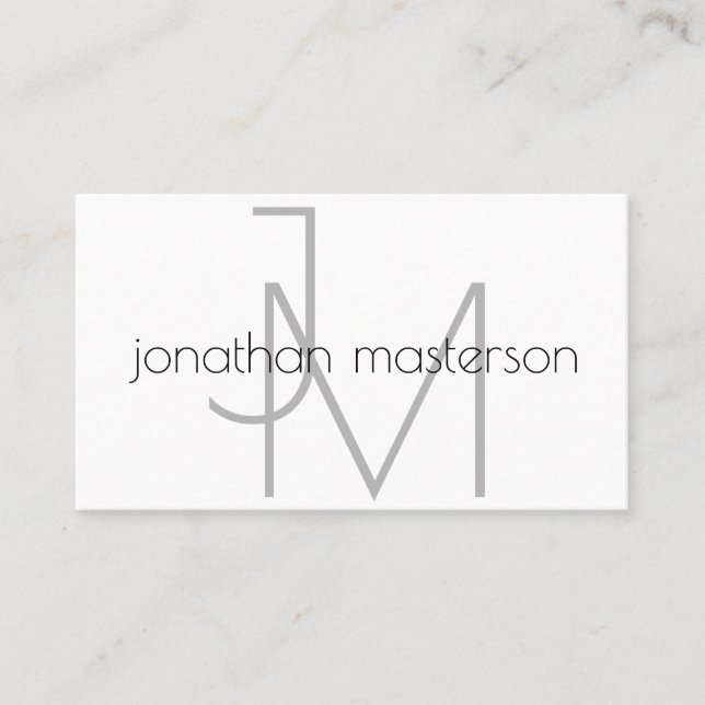 Modern Professional Minimalistic Monogram Business Card (Front)